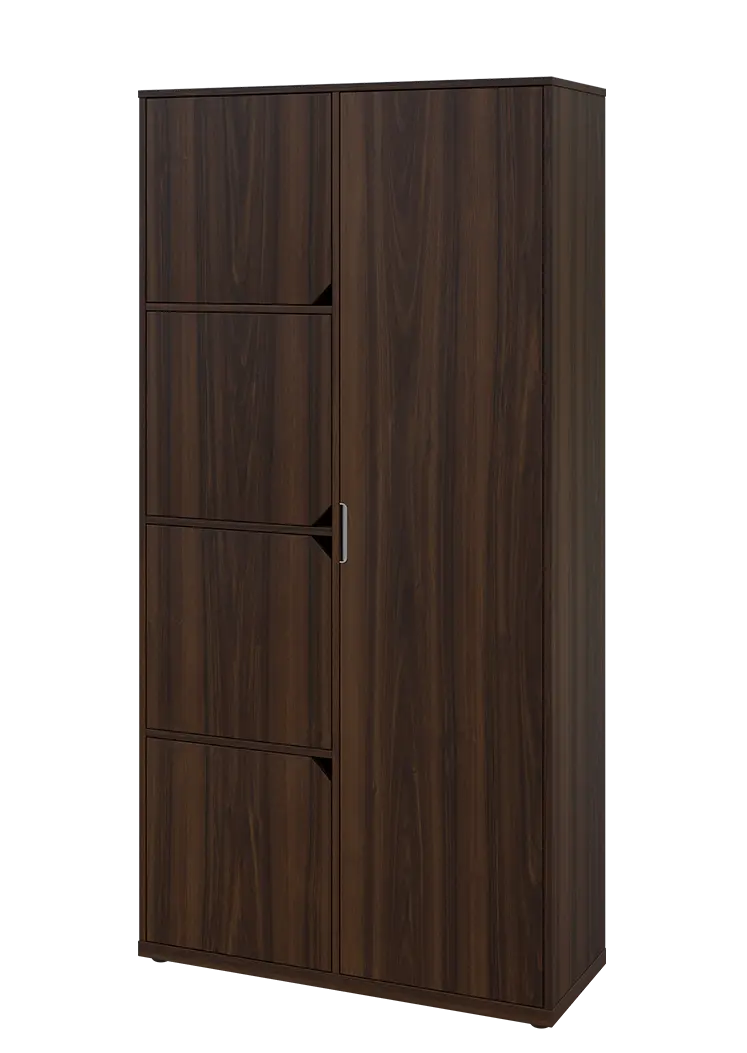 KSR6-82 P skříň šatní, 1x výsuvné ramínko, 4x dvířka, 2053x1022x400 mm, provedení pravé, ořech královský